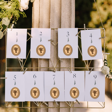 31mm Bronze Gold Vintage Frame Bouquet Wax Seal Stickers - 50pcs Round Edge