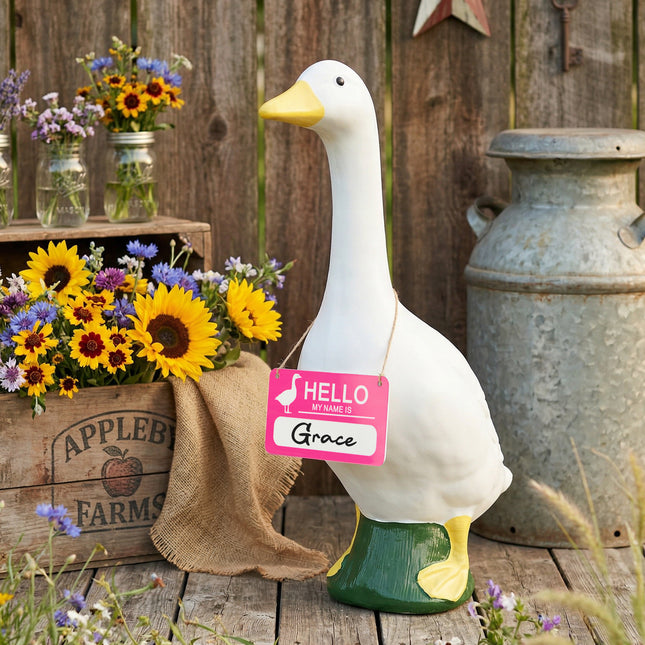 FLAIR GIFTS 4PCS Writable Sign Board Set for 23in Proch Goose Statue