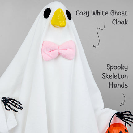 Halloween Ghost Goose Outfit Set for 23" Lawn Porch Goose Statue, Spooky Yard Decor