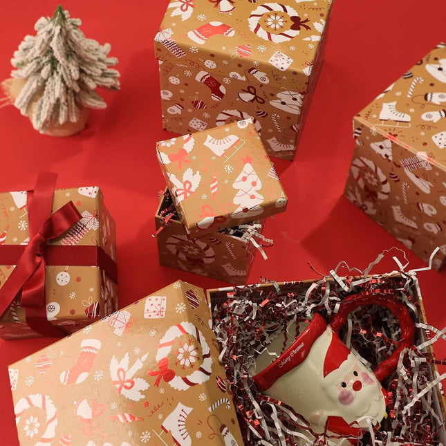 Brown Kraft Christmas Nesting Gift Box, Set of 5