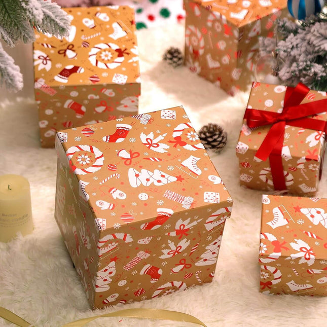 Brown Kraft Christmas Nesting Gift Box, Set of 5