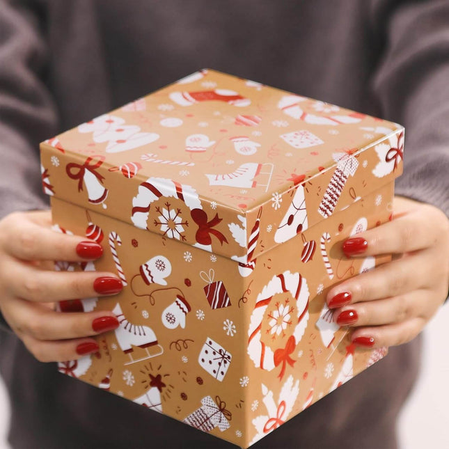Brown Kraft Christmas Nesting Gift Box, Set of 5