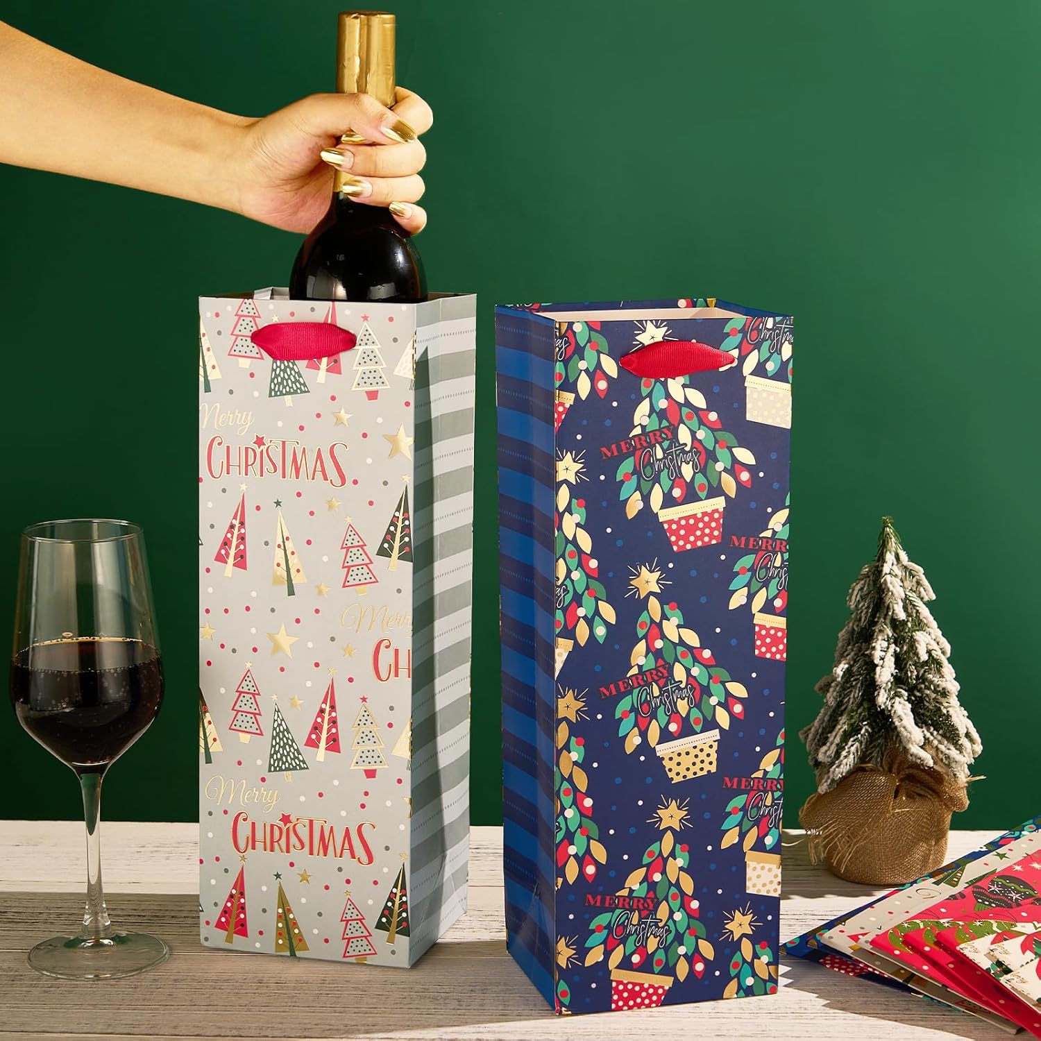 Posh Paper Christmas Wine Bags Wine Gift Bags Wine Bottle Bags Bulk