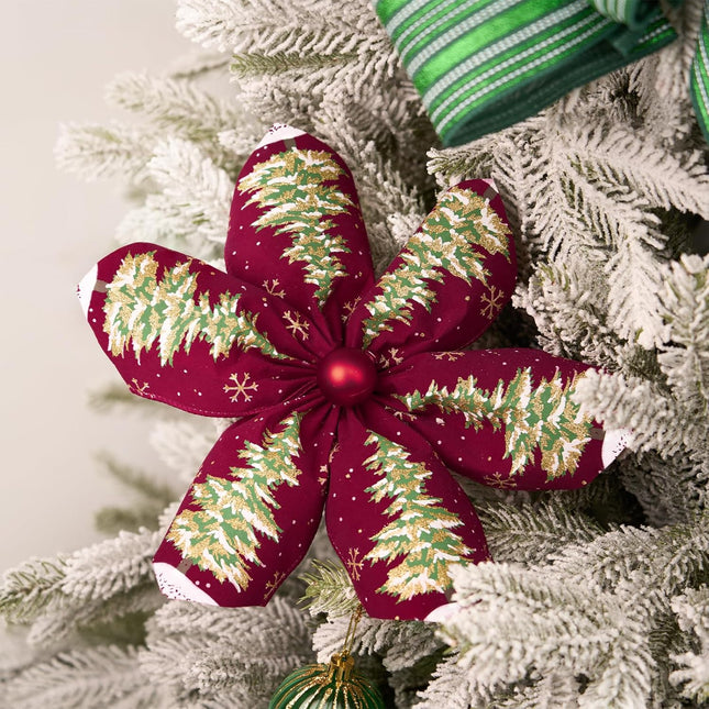 Christmas Tree Wired Ribbon Extra Wide Burlap Ribbon for Tree Skirt Staircase Decoration, 4'' x 10 Yds
