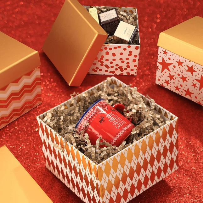 Geometry Gold Foiled Christmas Nesting Gift Box, Set of 4