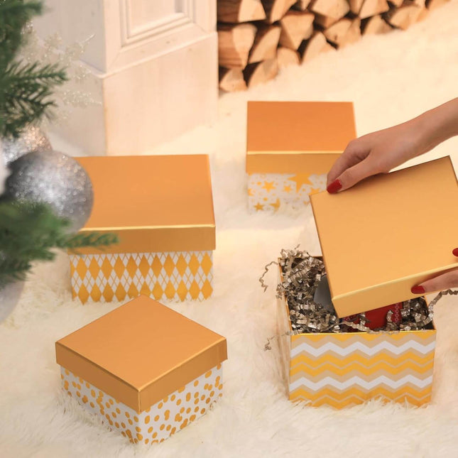 Geometry Gold Foiled Christmas Nesting Gift Box, Set of 4