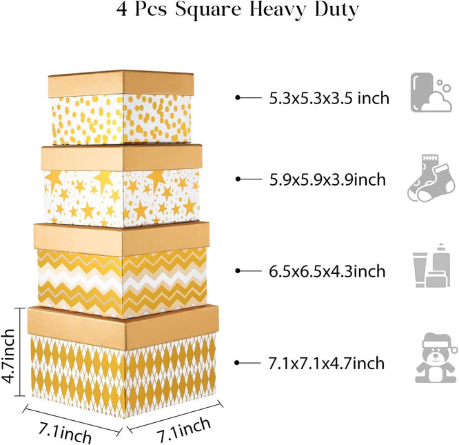 Geometry Gold Foiled Christmas Nesting Gift Box, Set of 4