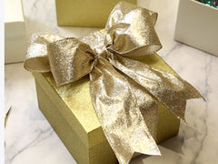 Gold-Glittered Gift Nesting Box Decorated with Ribbon