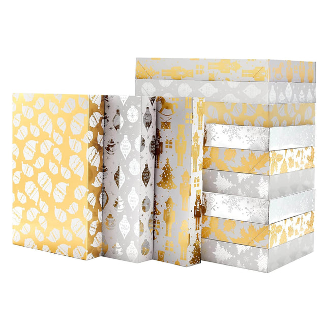 Gold & Silver Glittered Clothing Gift Boxes, Pack of 12