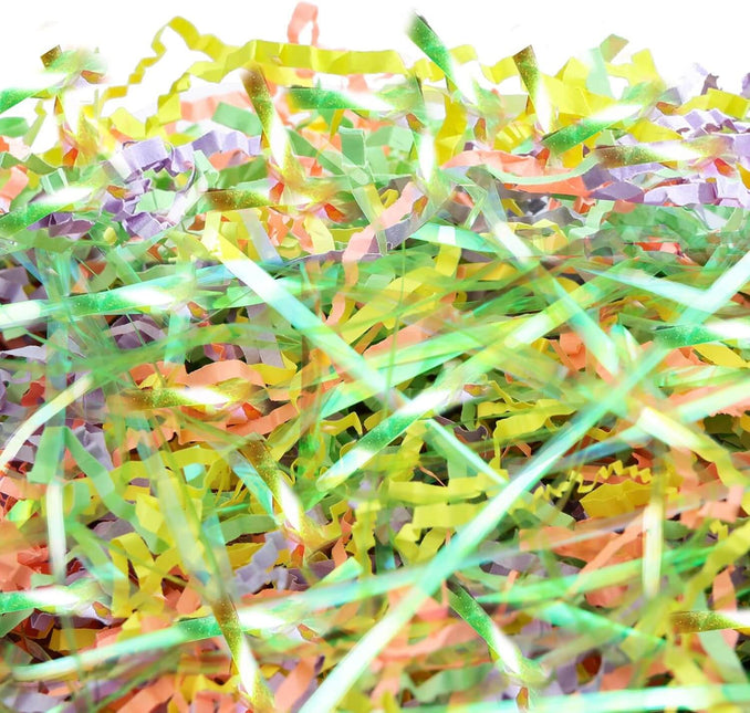 Iridescent Easter Grass Crinkle Cut Paper Shred Filler, 1Lb