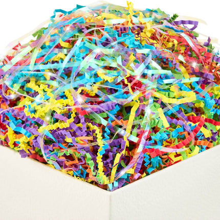 Iridescent Rainbow Easter Grass Crinkle Cut Raffia Tissue Paper Filler