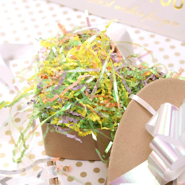 Iridescent Easter Grass Crinkle Cut Paper Shred Filler, 1Lb