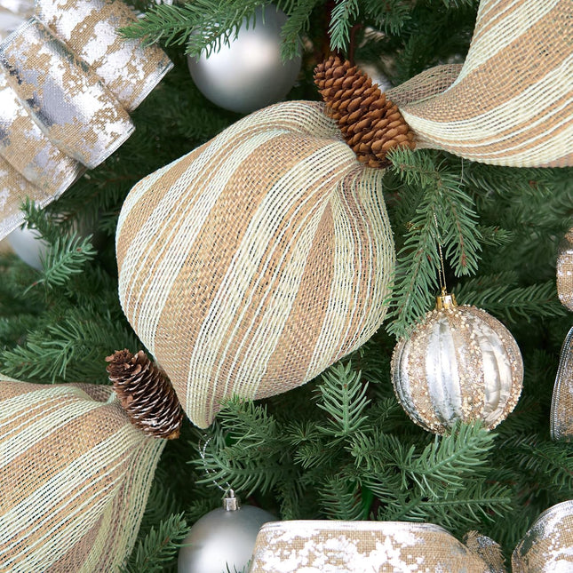 Jute Poly Burlap Decor Mesh Ribbon Fabric Wrapping Craft for Wreath Christmas Tree 10" x 10yd