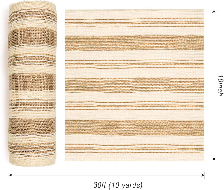 Jute Poly Burlap Decor Mesh Ribbon Fabric Wrapping Craft for Wreath Christmas Tree 10" x 10yd