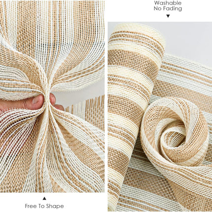 Jute Poly Burlap Decor Mesh Ribbon Fabric Wrapping Craft for Wreath Christmas Tree 10" x 10yd