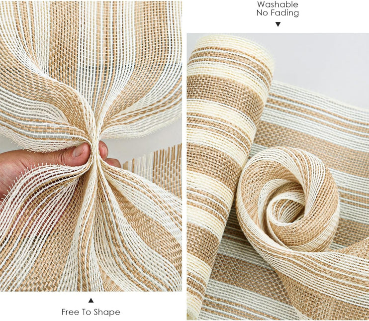 Jute Poly Burlap Decor Mesh Ribbon Fabric Wrapping Craft for Wreath Christmas Tree 10" x 10yd