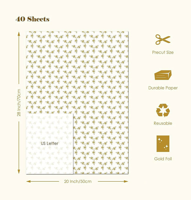 Large Metallic Gold Gift Wrapping Tissue Paper Bulk 100 Sheets