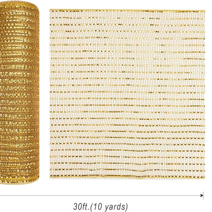 Metallic Gold Poly Burlap Deco Mesh Ribbon Fabric Wrapping Ribbon, 10" x10 Yds