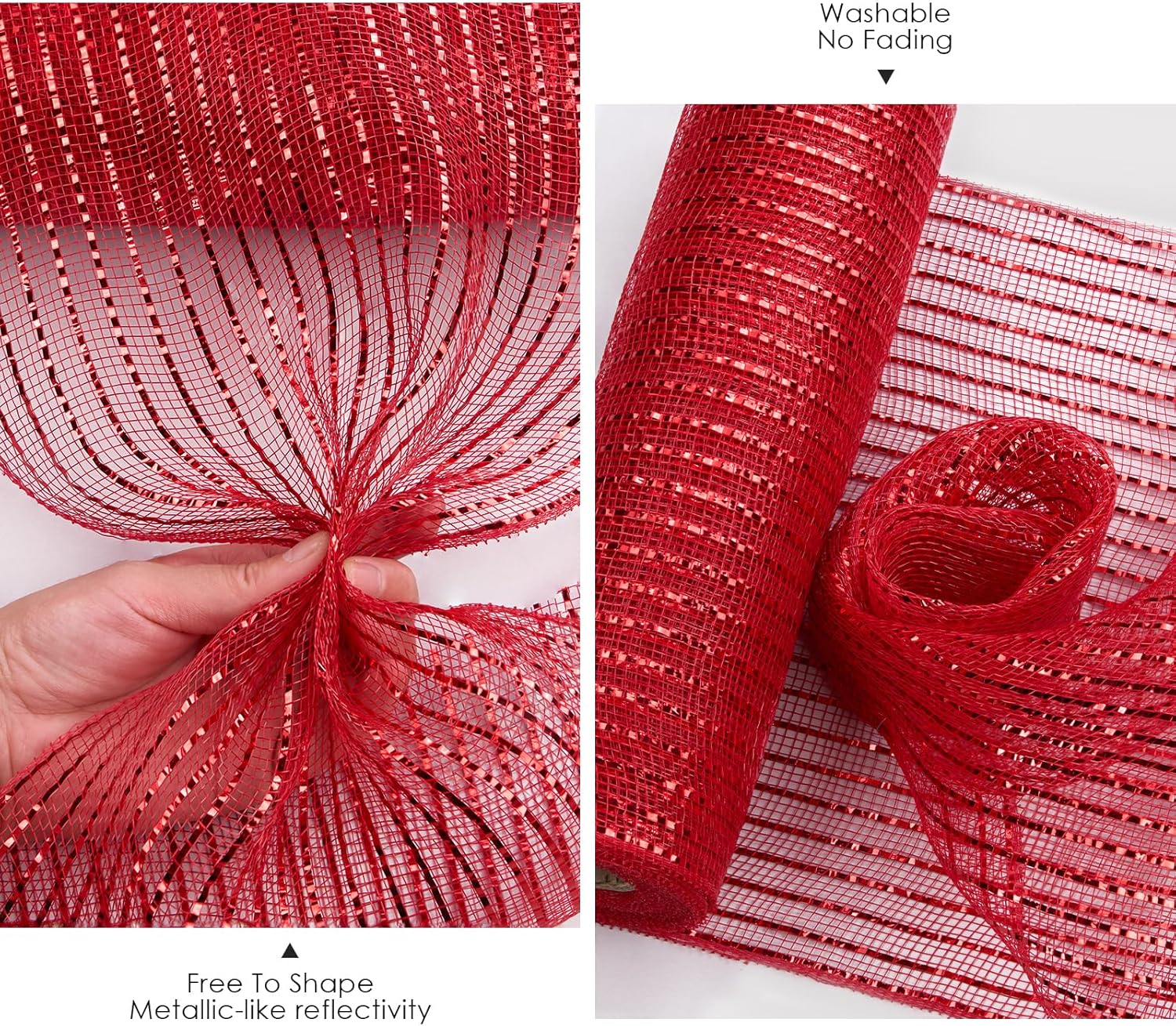 Posh Paper Metallic Red Poly Burlap Deco Mesh, 10