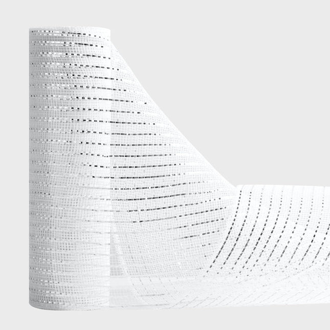 Metallic White Silver Poly Burlap Deco Mesh Ribbon Fabric Wrapping Ribbon, 10" x10 Yds