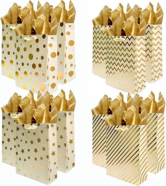 Geometric Shapes Prints Large Gift Bags, Set of 12