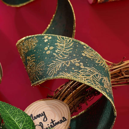 Posh Paper Christmas Ribbons Wired, Green Christmas Ribbons, 40 Yards