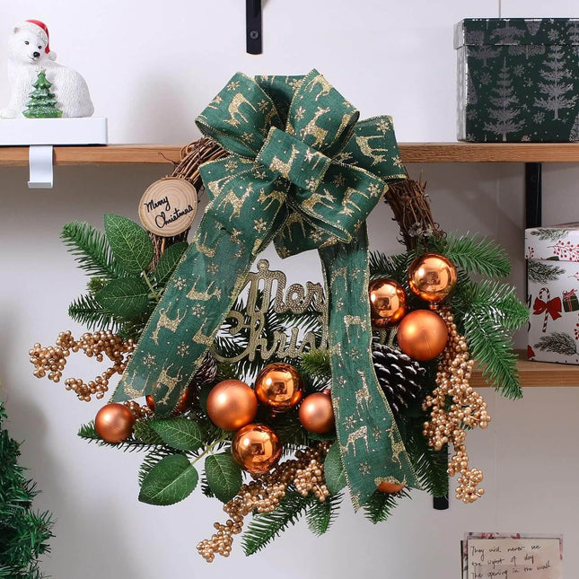 Posh Paper Christmas Ribbons Wired, Green Christmas Ribbons, 40 Yards