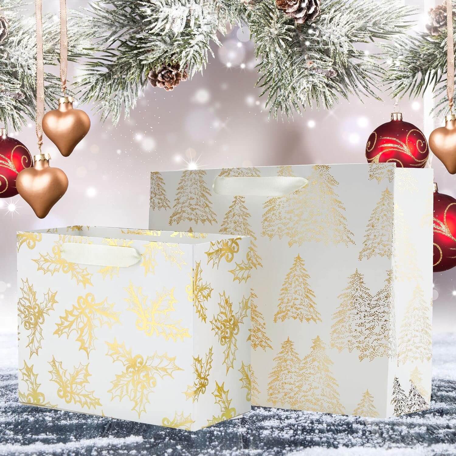 Posh Paper 6 Large and 6 Medium Christmas Gift Bags