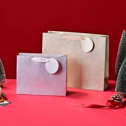 Medium and Large Metallic Gold & Sliver Gift Bags, Pack of 12