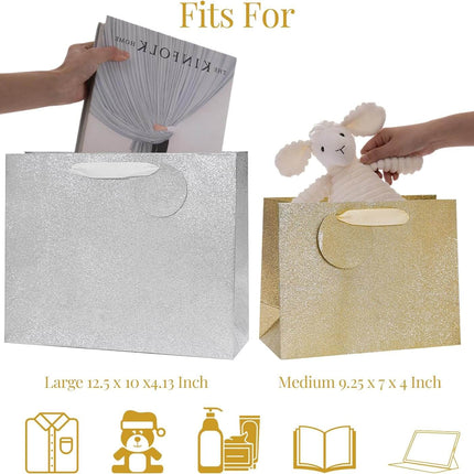 Posh Paper 9“ and 12 1⁄2“ Gift Bags, Large Gift Bags, Pack of 12