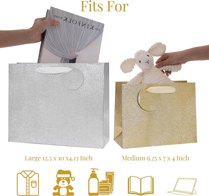Posh Paper 9“ and 12 1⁄2“ Gift Bags, Large Gift Bags, Pack of 12