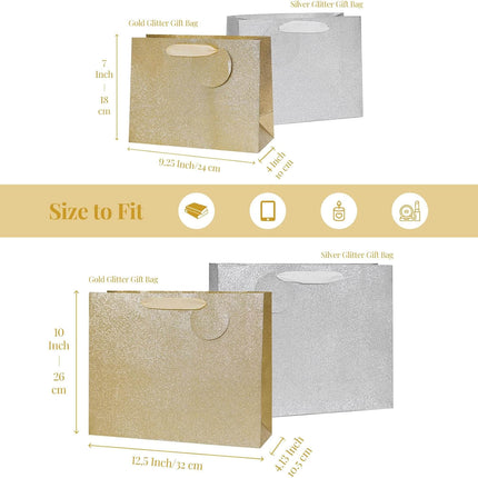 Posh Paper 9“ and 12 1⁄2“ Gift Bags, Large Gift Bags, Pack of 12