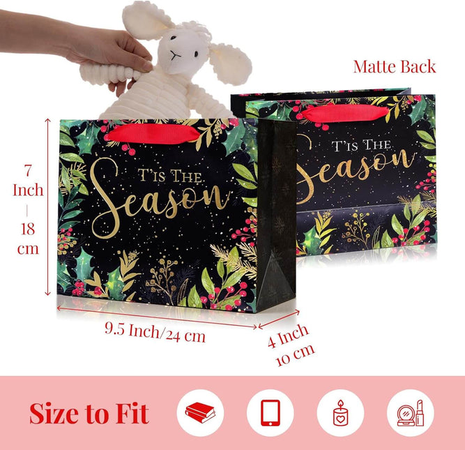 Posh Paper 9 1⁄4“ Christmas Tree Gift Bags, Green and Red, Medium Size