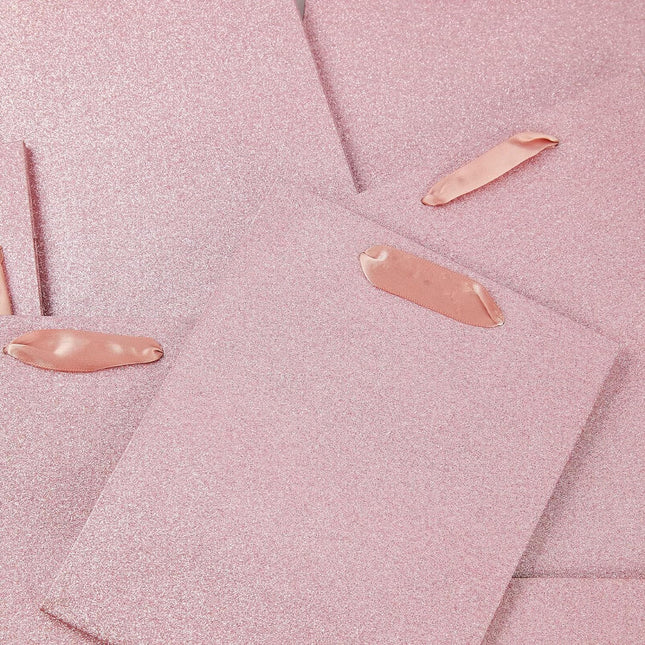 Posh Paper Bulk Gift Bags, Set of 12, Pink Glitter Small Gift Bag
