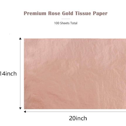 Posh Paper Bulk Tissue Paper, 20" x 14", Pack of 100, Rose Gold Metallic