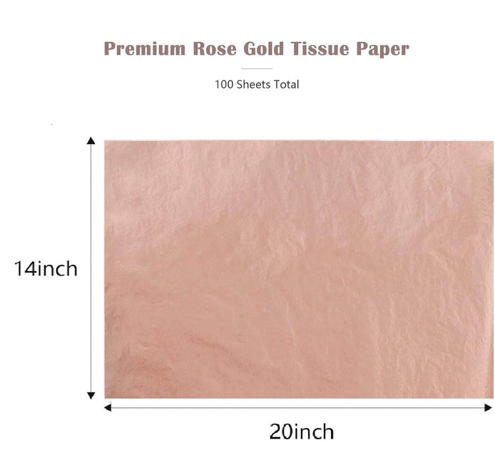 Posh Paper Bulk Tissue Paper, 20" x 14", Pack of 100, Rose Gold Metallic