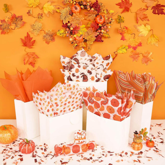 Posh Paper Bulk Tissue Paper, 20" x 14", Pack of 100, Thanksgiving Orange