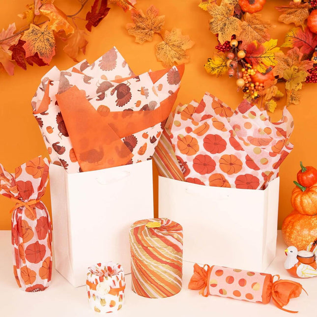 Posh Paper Bulk Tissue Paper, 20" x 14", Pack of 100, Thanksgiving Orange