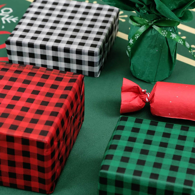 Posh Paper Chrismas Tissue Paper, Red Green White Gift Wrapping-100 Sheets