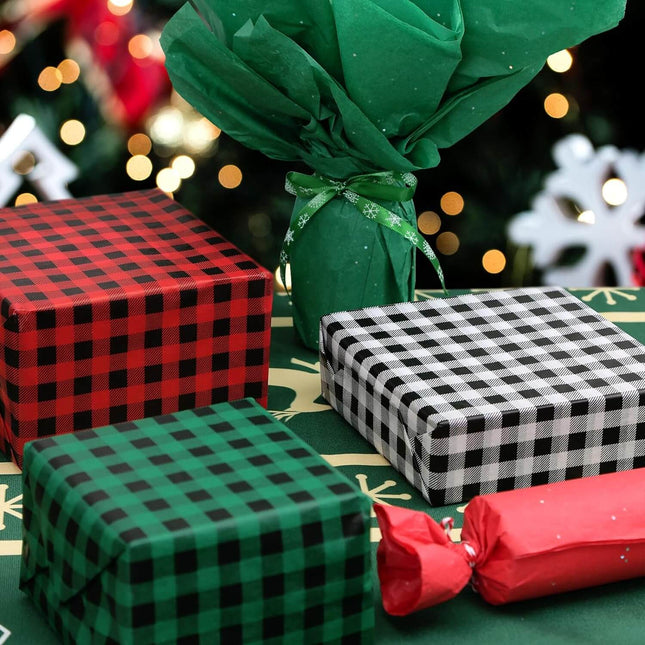 Posh Paper Chrismas Tissue Paper, Red Green White Gift Wrapping-100 Sheets