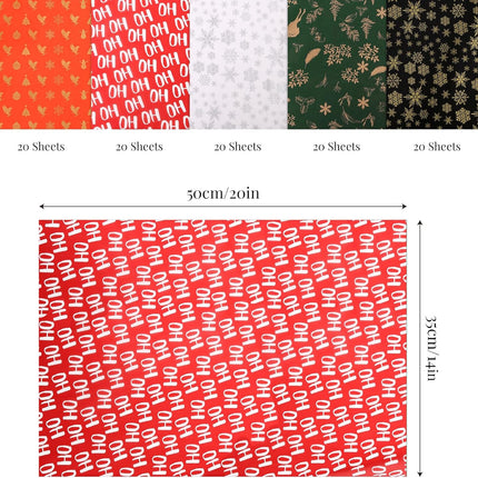 Posh Paper Chrismas Tissue Paper, Tissue Wrapping Paper, Pack of 100