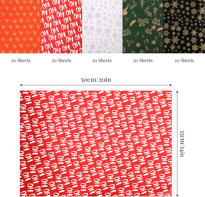 Posh Paper Chrismas Tissue Paper, Tissue Wrapping Paper, Pack of 100