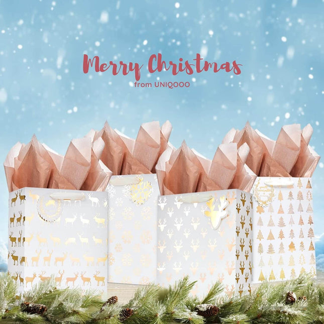 12 1⁄2“ Christmas Prints Large Gift Bags, Set of 12