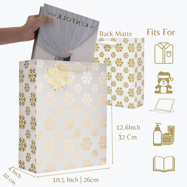 12 1⁄2“ Christmas Prints Large Gift Bags, Set of 12