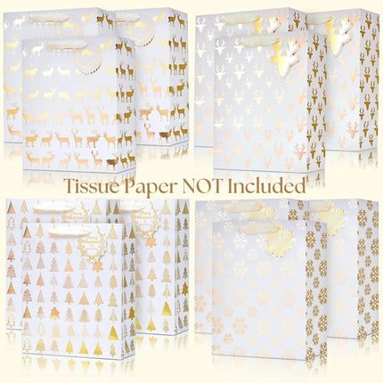 12 1⁄2“ Christmas Prints Large Gift Bags, Set of 12