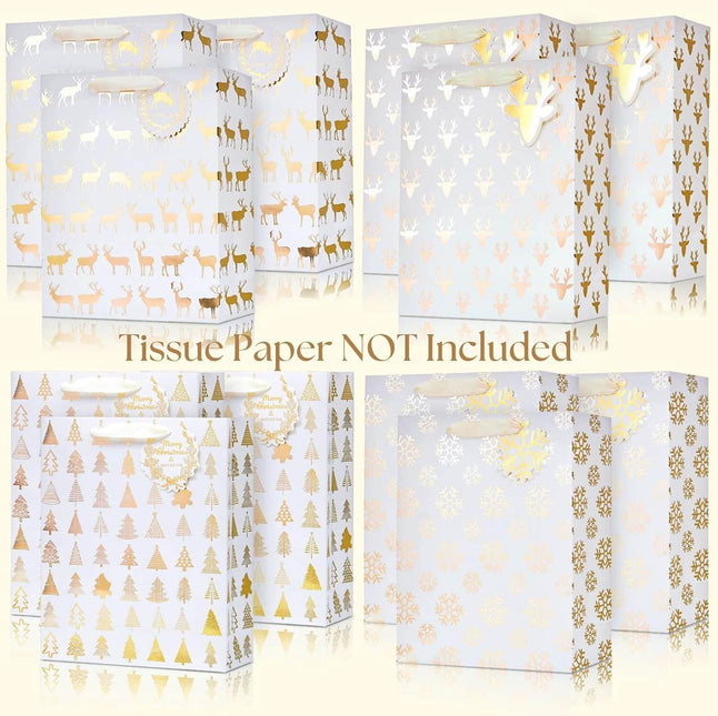 12 1⁄2“ Christmas Prints Large Gift Bags, Set of 12