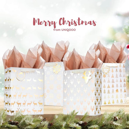 12 1⁄2“ Christmas Prints Large Gift Bags, Set of 12