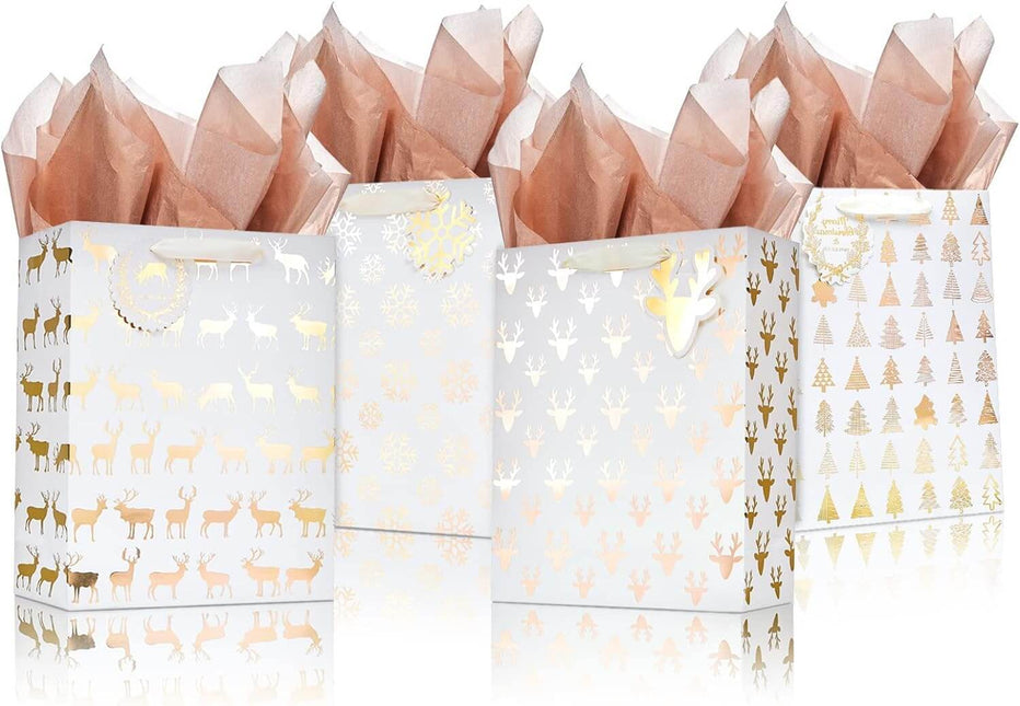12 1⁄2“ Christmas Prints Large Gift Bags, Set of 12