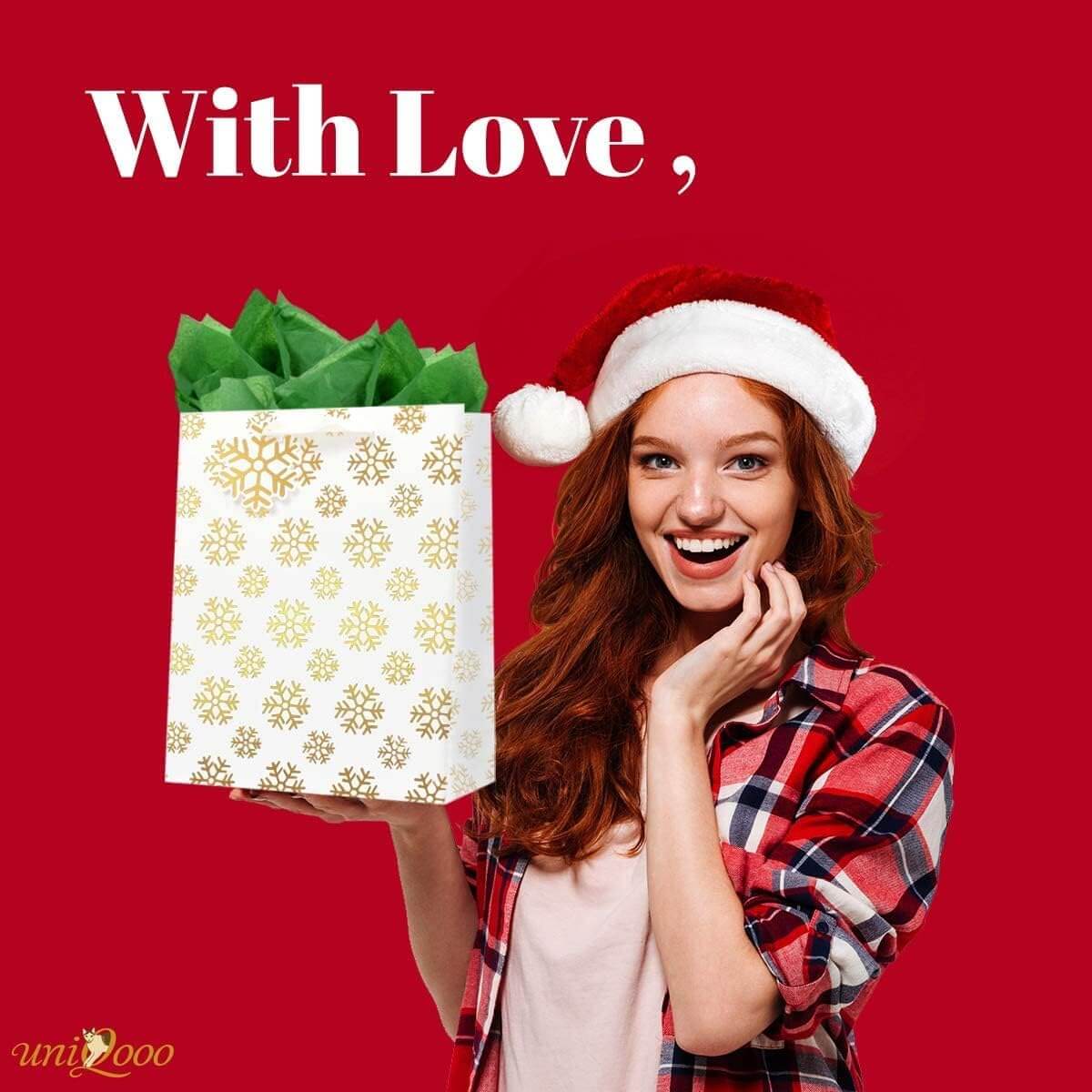 Posh Paper Christmas Gold Gift Bags, Medium Sized Bags