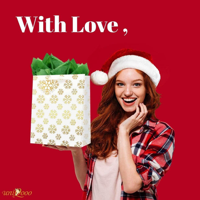 Posh Paper Christmas Gift Bags, Metallic Gold and Silver -  9 1⁄4“, Medium